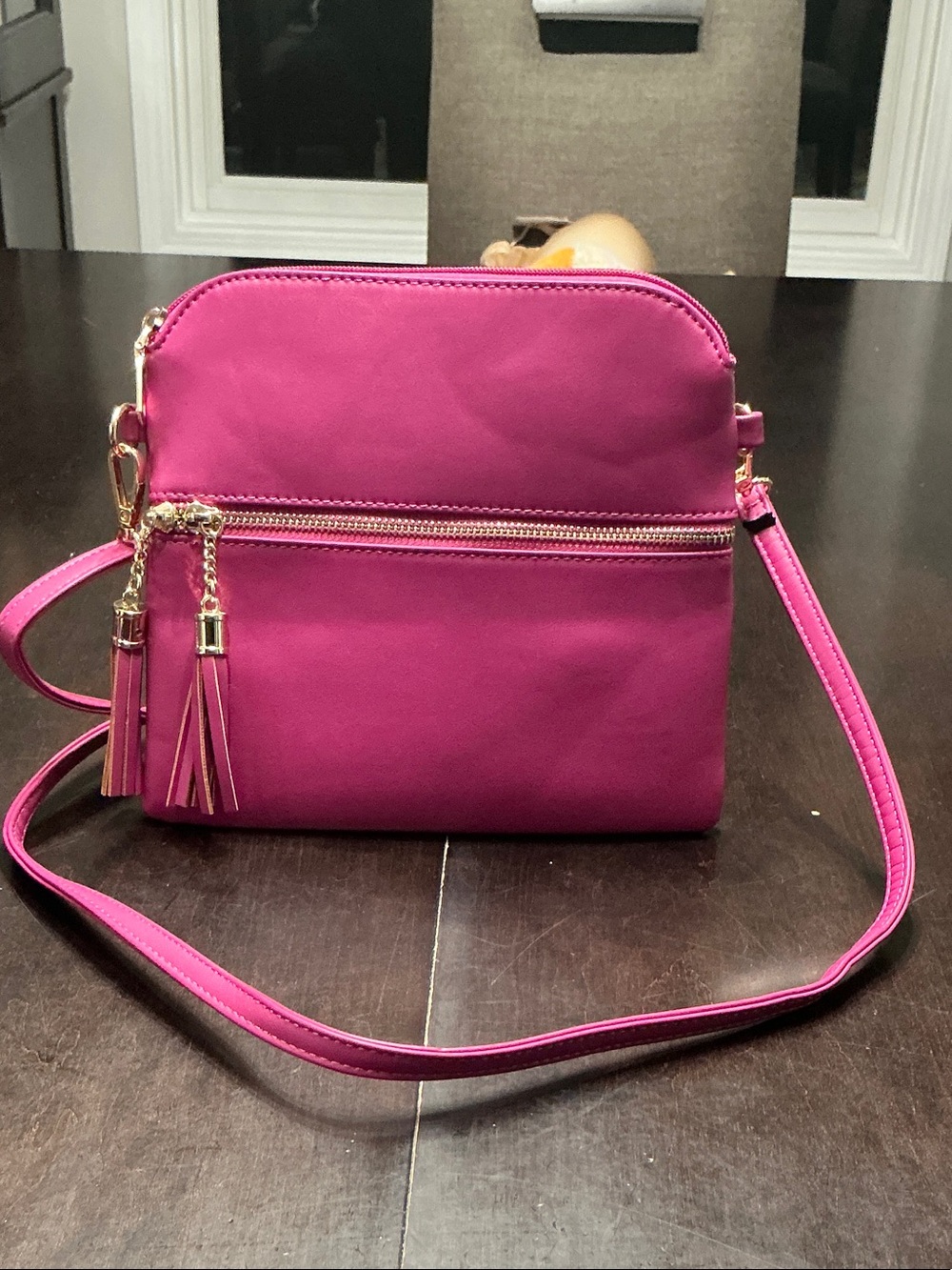 Vibrant Pink/fuchsia Tassel Crossbody Bag by Jen & Co.